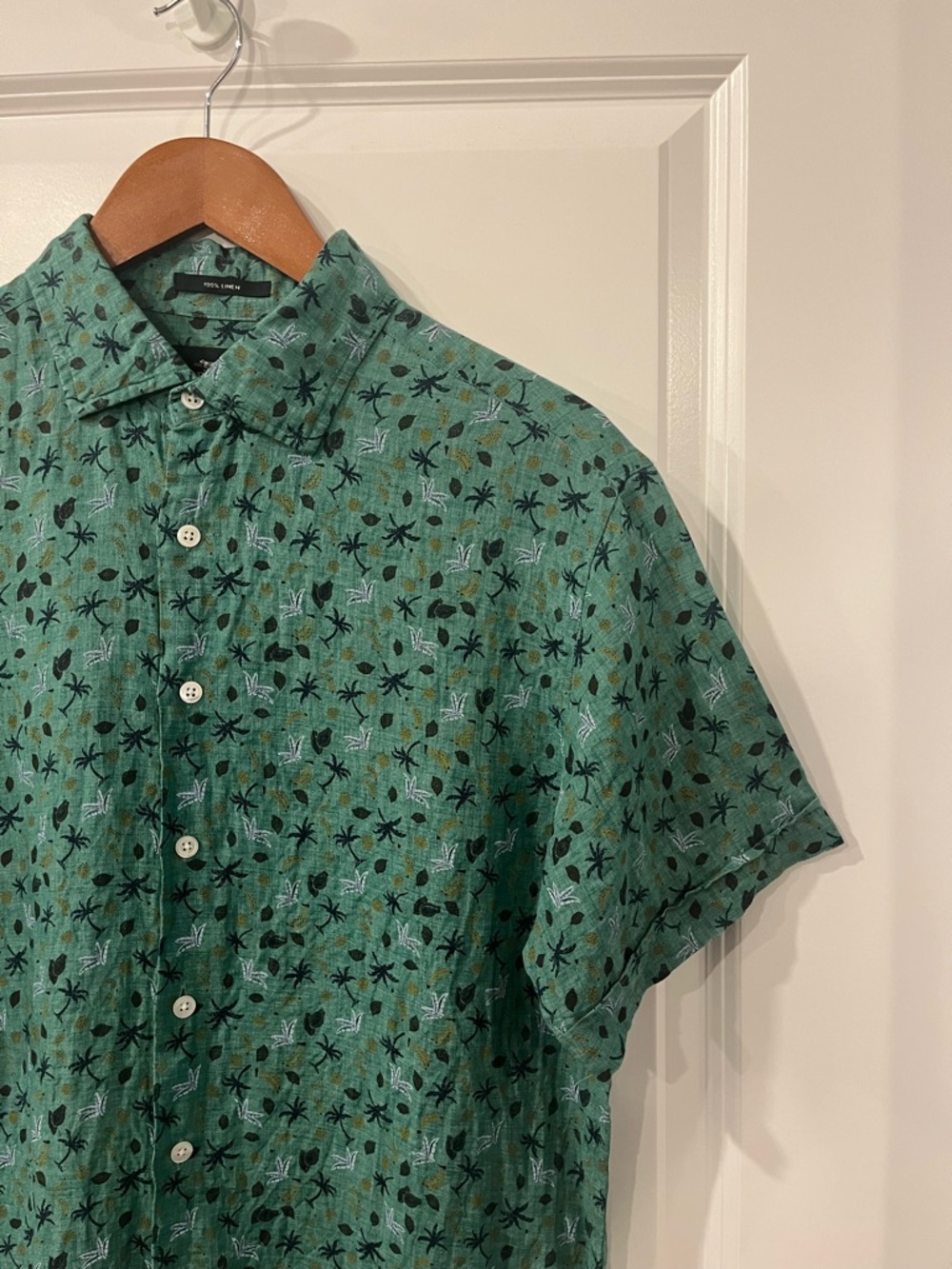 Rodd & Gunn Green Short-Sleeve Button-Down with Tropical Print